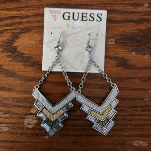 Macy's Silver and Gold Chevron Earrings